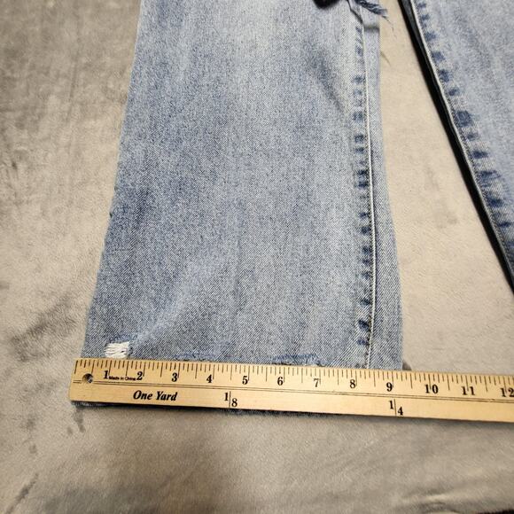 Arizona Jeans Womens 7 Blue Distressed High Rise Wide Leg Ripped Denim Pants - Picture 4 of 10